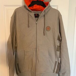 Stratus Beige Zip-Up Sweater with Orange Hoodie Heavyweight. 2 available